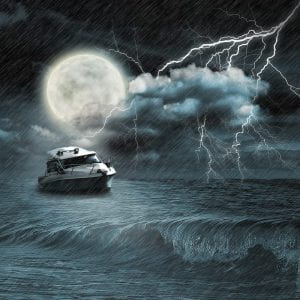 a ship stuck in the storm