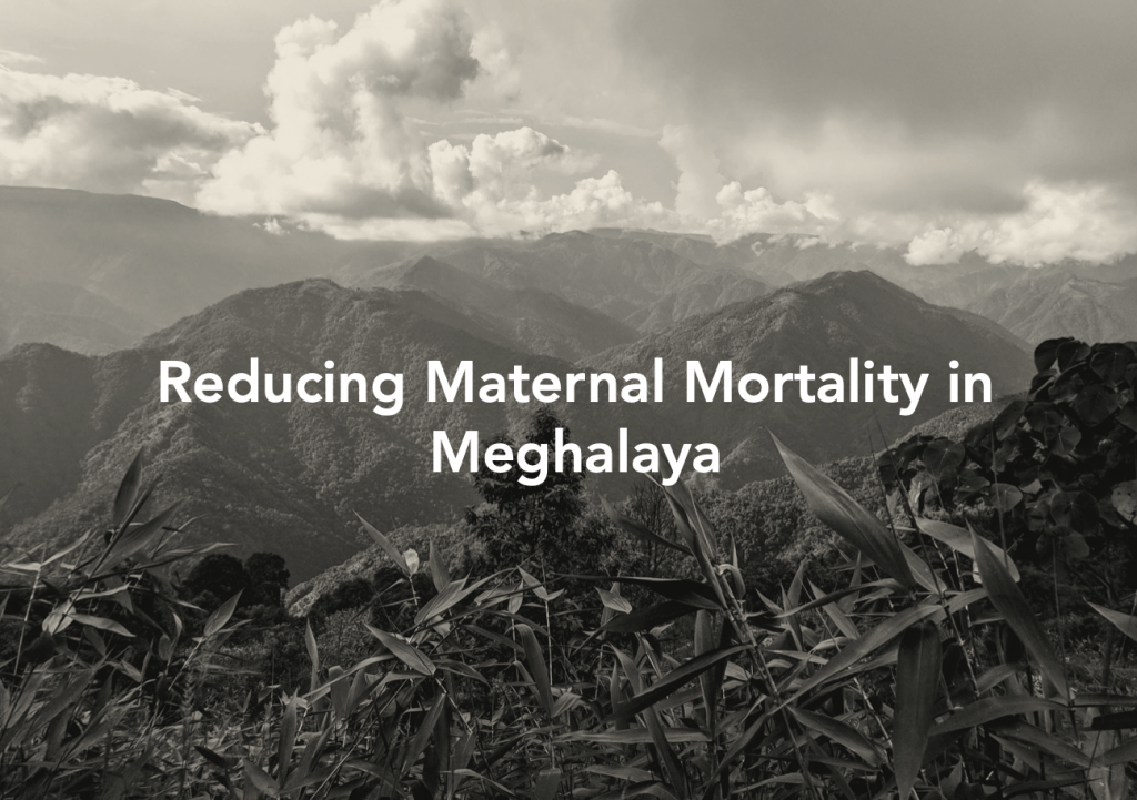 Decorative: Reducing maternal mortality in Meghalaya with mountains in background