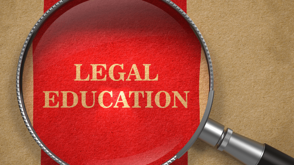 Words "Legal Education" with magnifying glass