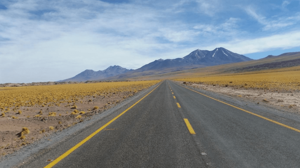 An empty road with mountains in Chile