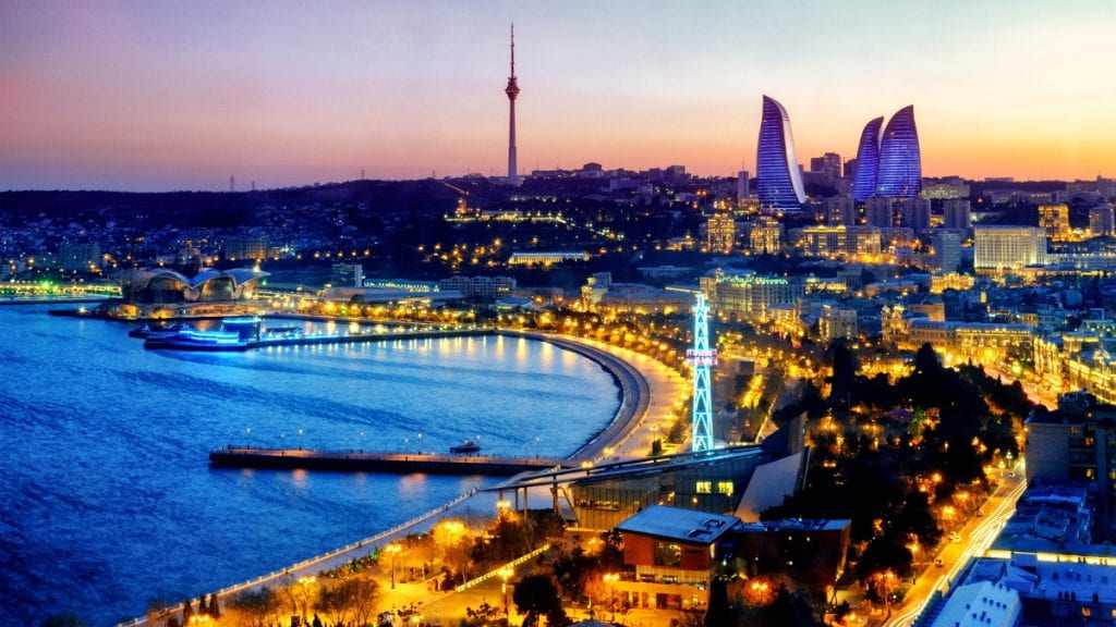 Baku, Azerbaijan at night