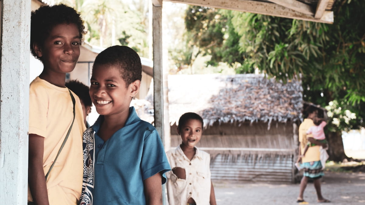 Children in Papua New Guinea smiling