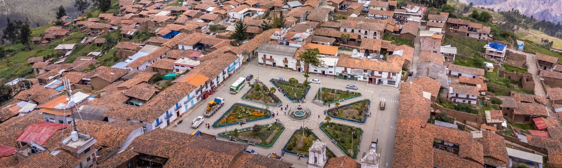 Aerial view of a town in Peru