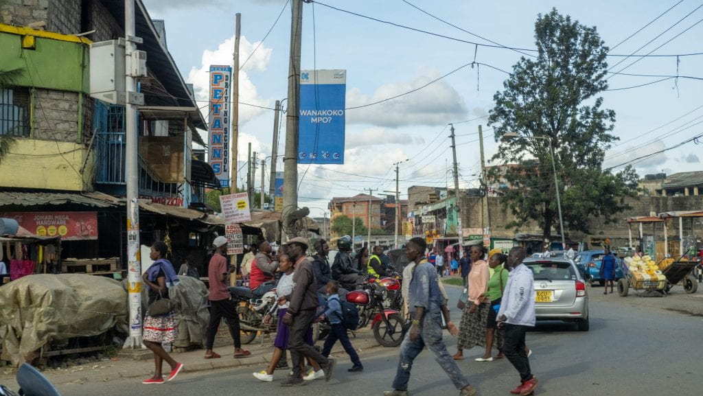 A busy city street in Kenya