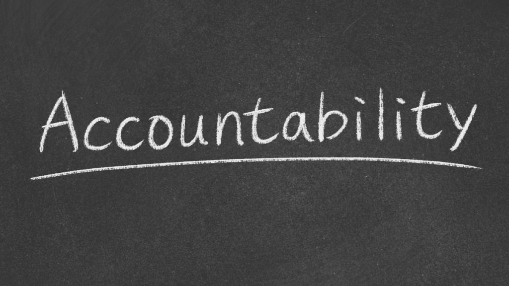 Chalkboard with the word "accountability" written