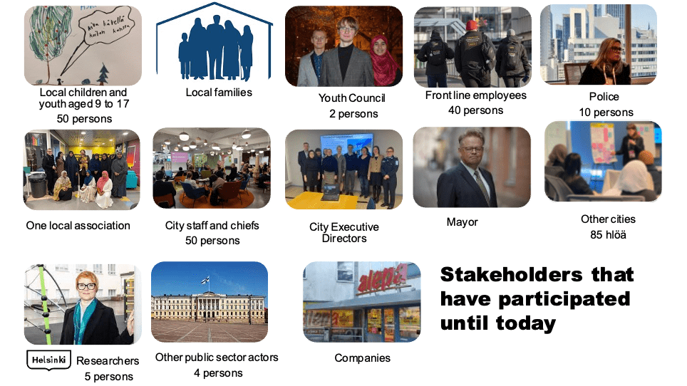 A series of images and captions showing stakeholders that have participated in the project