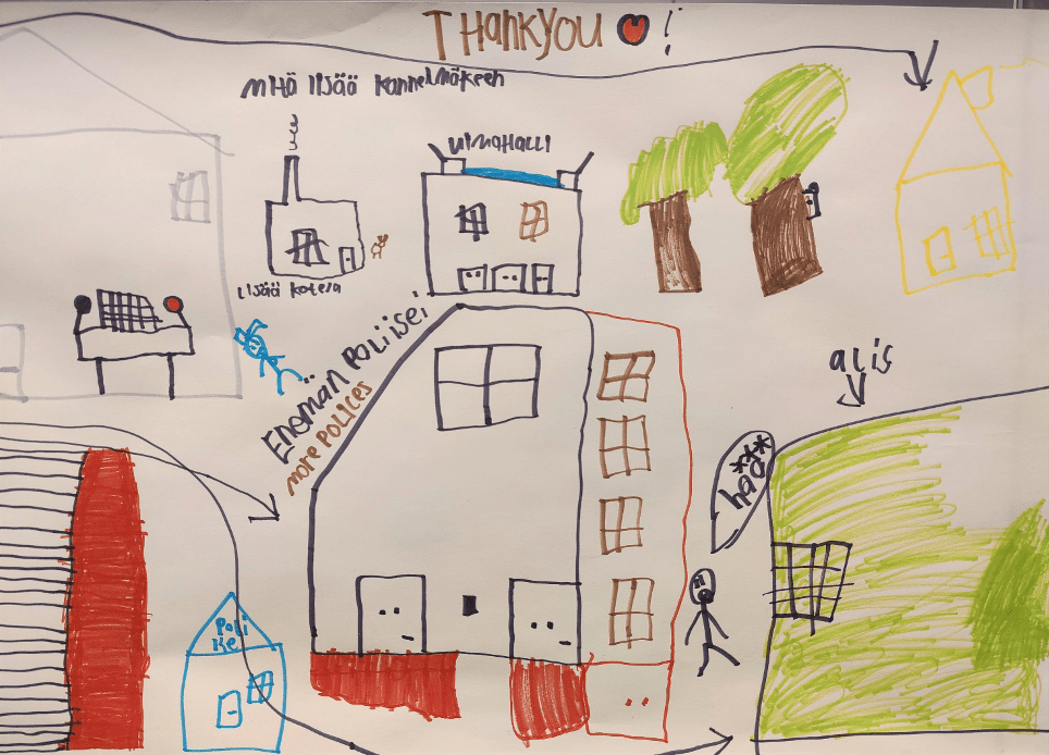 Drawing by the pupils of the Kannelmäki Comprehensive school.