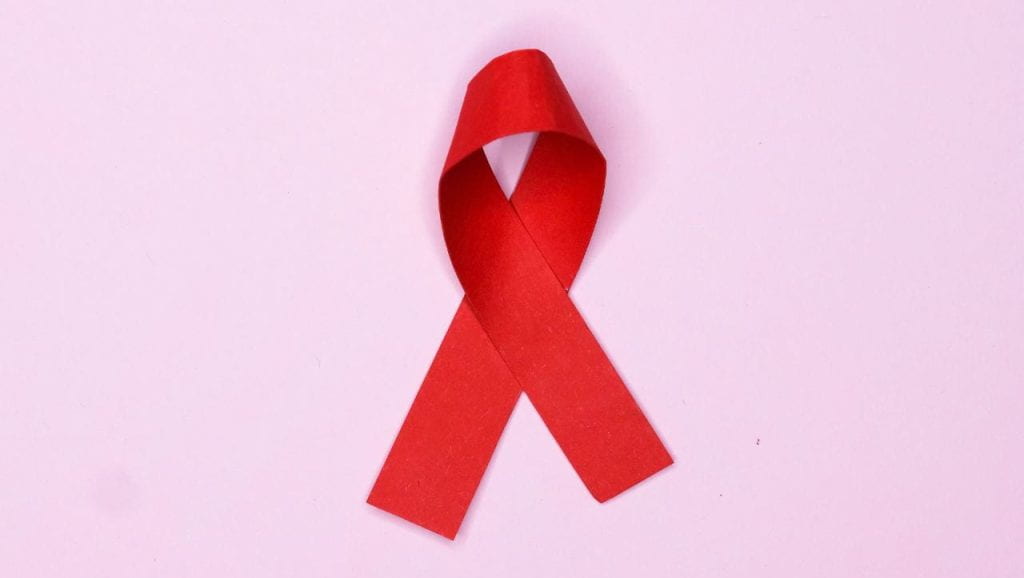 Red ribbon symbolizing HIV