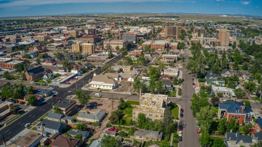 Aerial image of Cheyenne, Wyoming
