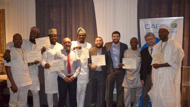 CABRI group photo posing with certificates with Matt Andrews and Tim McNaught