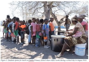 School children in line for food