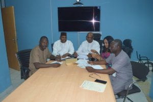 Team working in conference room