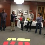 Participants working together on an exercise