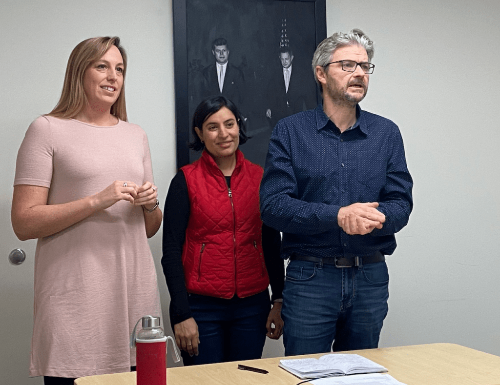 Amber Thacher, Salimah Samji, Matt Andrews speaking