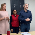 Amber Thacher, Salimah Samji, Matt Andrews speaking