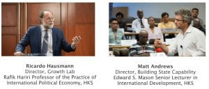 photographs and introductions of Ricardo Hausmann and Matt Andrews