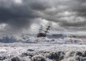 a ship in open sea