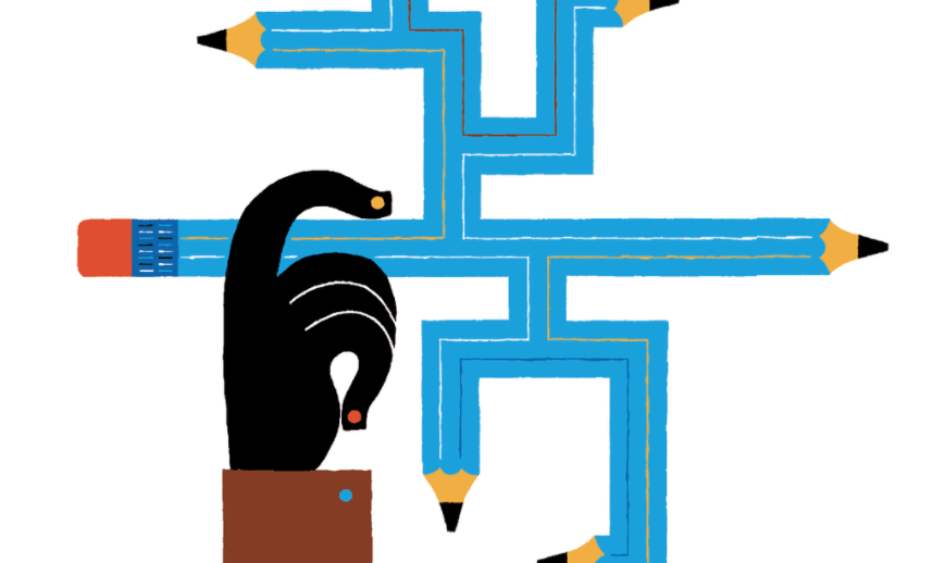 Decorative image with pencils pointing in different directions