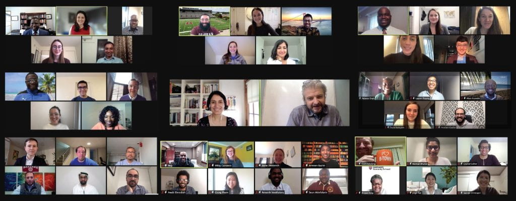 Matt Andrews and Salimah Samji with students on zoom