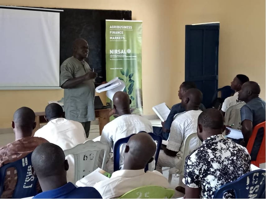 Training presentation in front of a group of participants