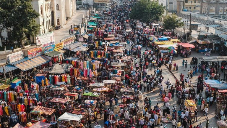 A crowded market in India