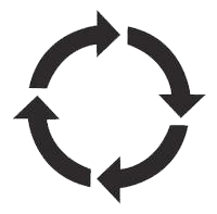 Arrows pointing in a circle graphic