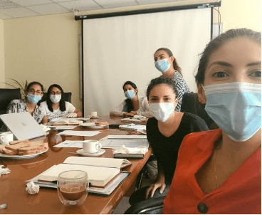 Picture of the Peru team in a meeting