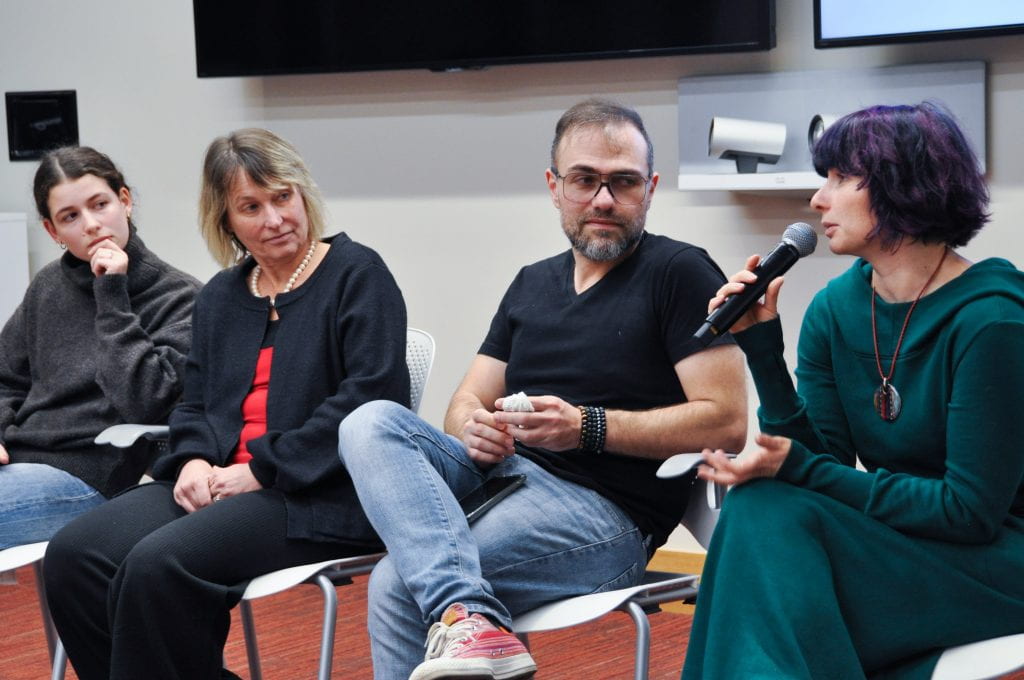 Panelists presenting at Ukraine event