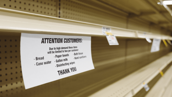 Empty grocery shelves