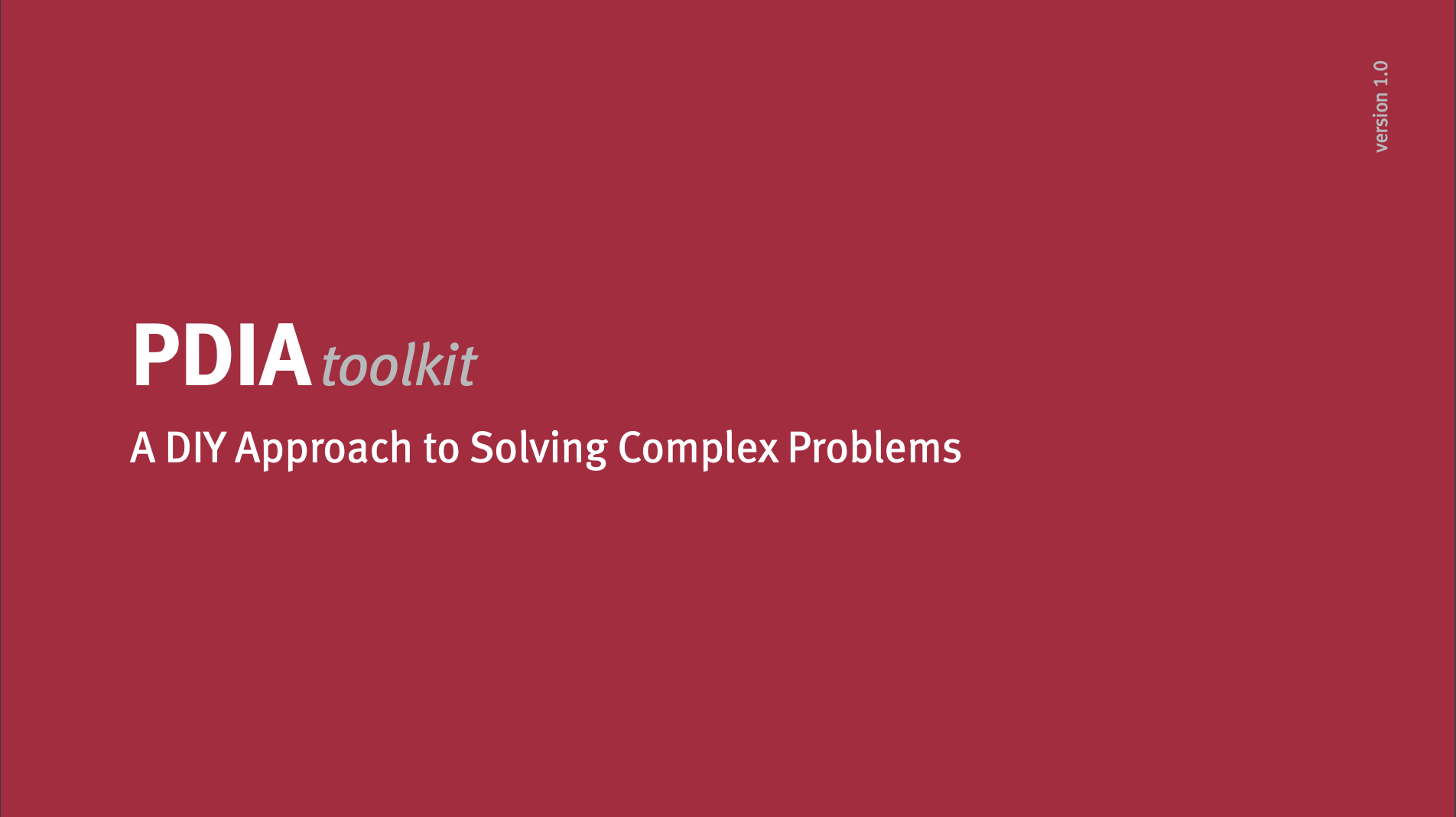 Cover photo of the PDIA toolkit 
