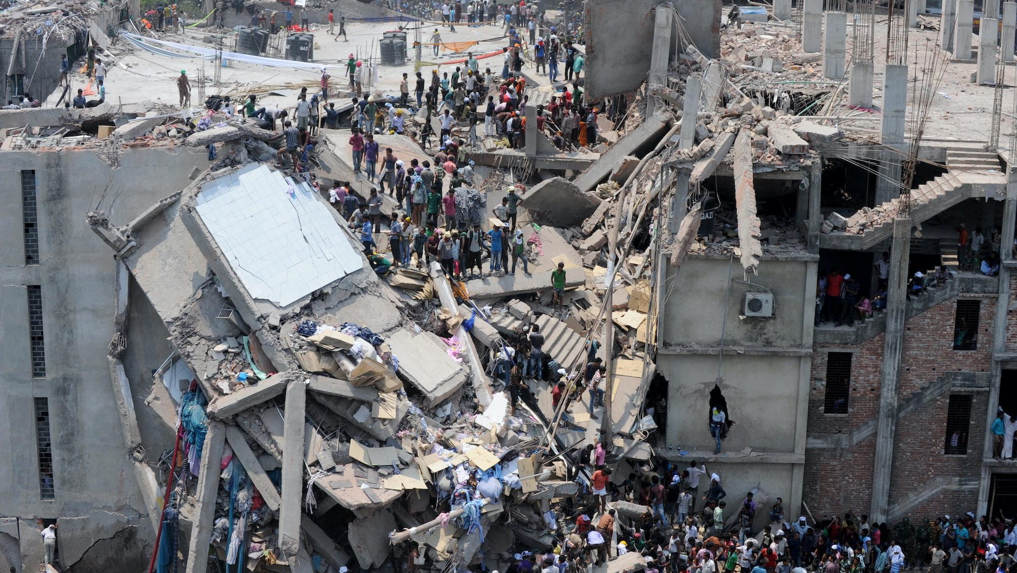 A collapsed building