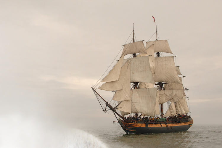 Sailboat on stormy waters