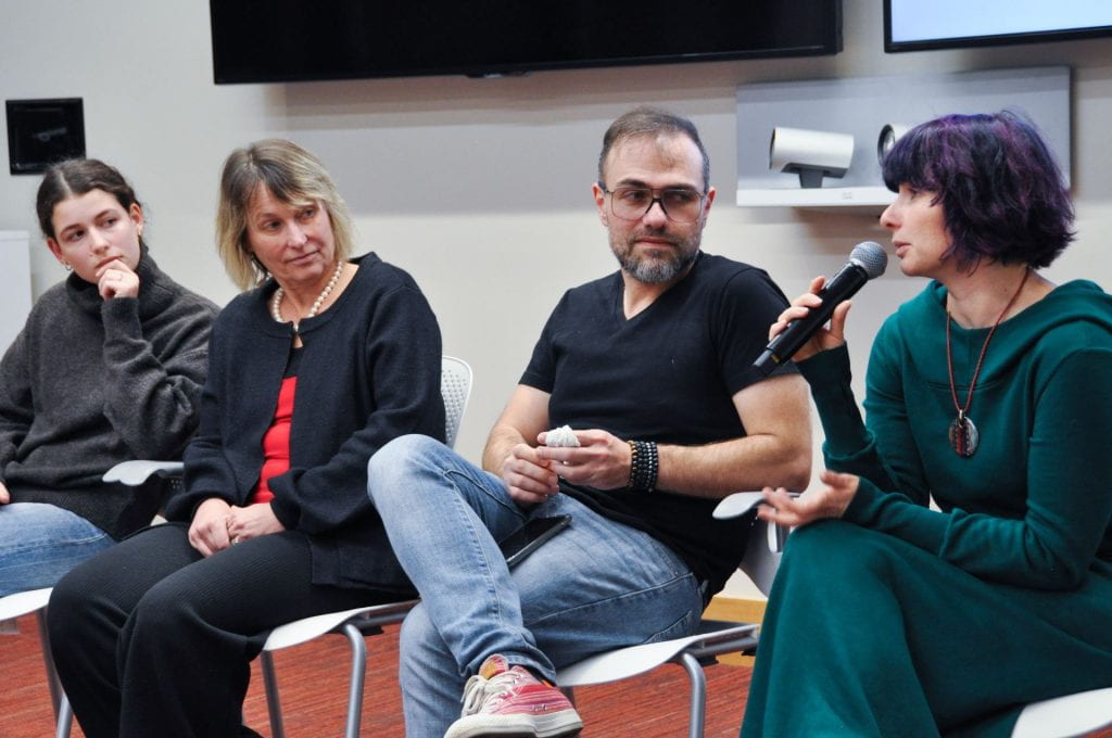 Panelists (from left to right) Sasha Segal, Olga Yulikova, Zhenya Leonov, and Rita Vinokur
