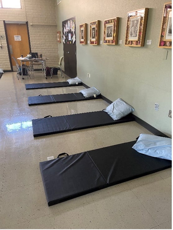 Photo of homeless shelter beds