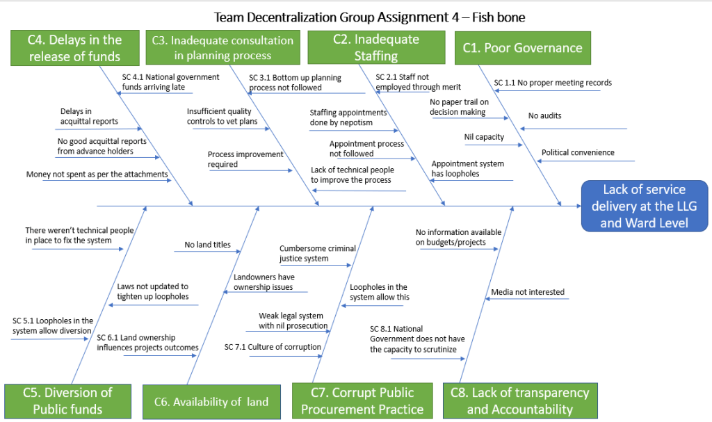Fishbone diagram of the Decentralization team