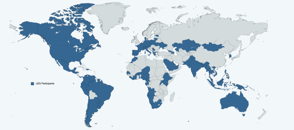Map of global LEG participant locations