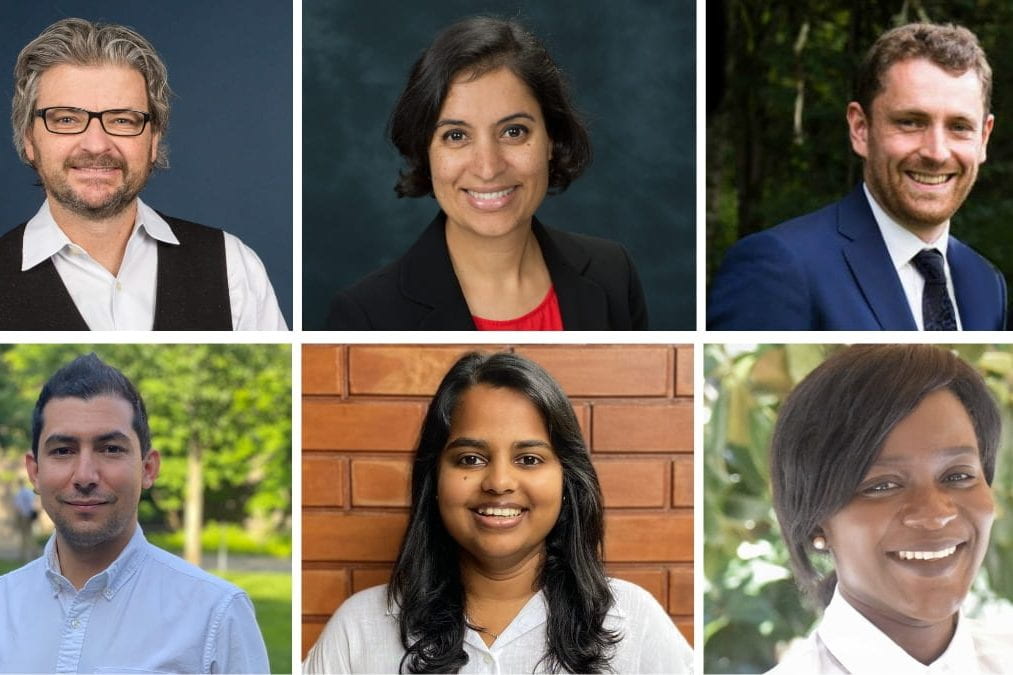 Headshots of Matt Andrews, Salimah Samji, Peter Harrington, Danny Barjum, Anisha Poobalan, Awa Touray