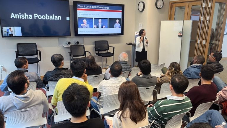 Salimah Samji presenting to audience members