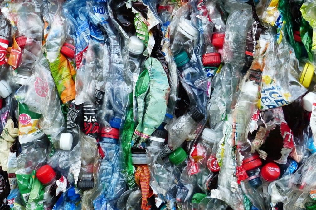Flattened plastic bottles