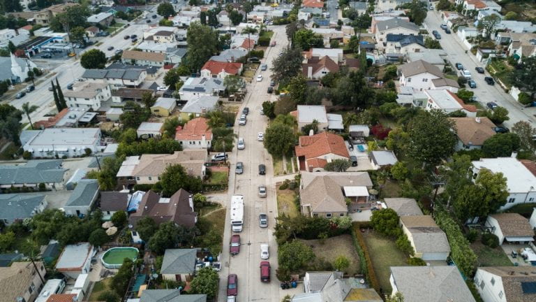 Aerial view of neighborhood