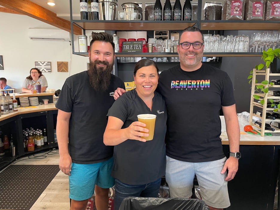 Mayor Beaty with customers