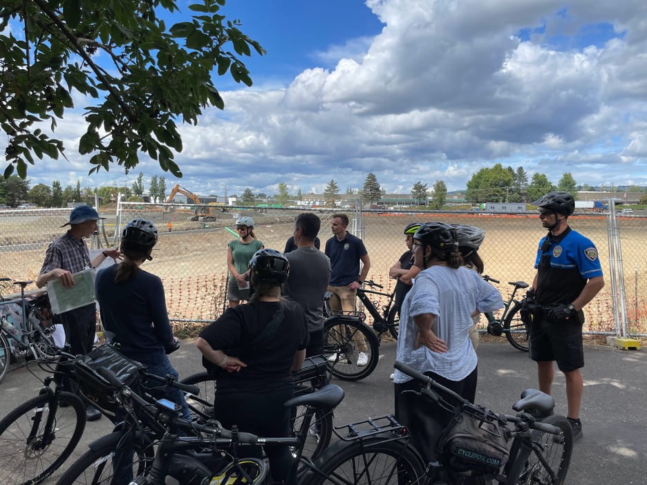 Mayor Beaty on a group bike ride