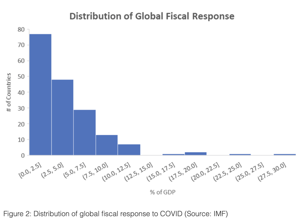 Graph distribution of global fiscal response to Covid