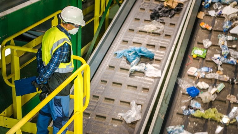 Waste and recycling conveyer belt
