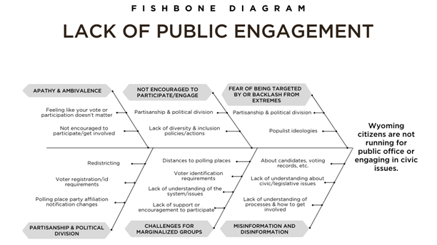 Initial Fishbone Diagram-Understanding the causes for low public engagement in civic issues in Wyoming