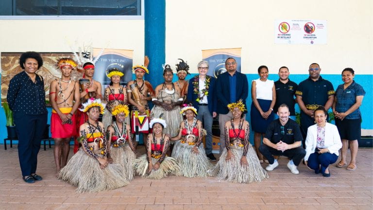 Group photo of Matt Andrews with The Voice Inc team members