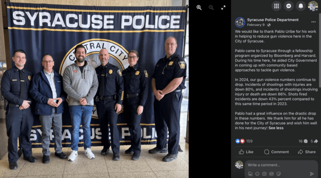 Pablo posing with the Syracuse police