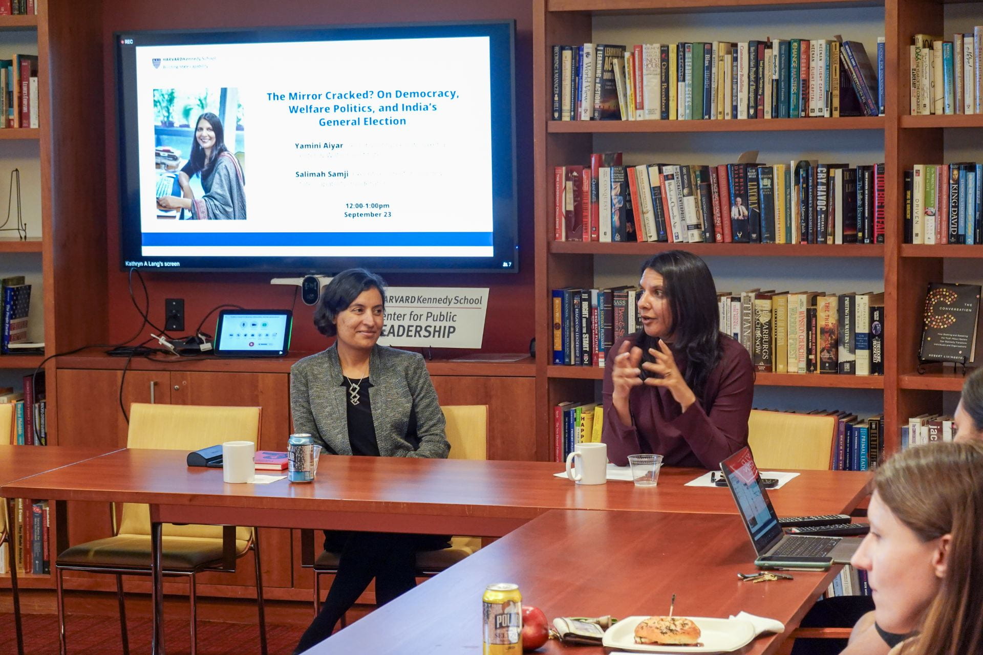 Yamini Aiyar and Salimah Samji presenting