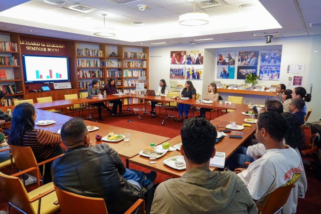 Students in seminar room with Yamini Aiyar