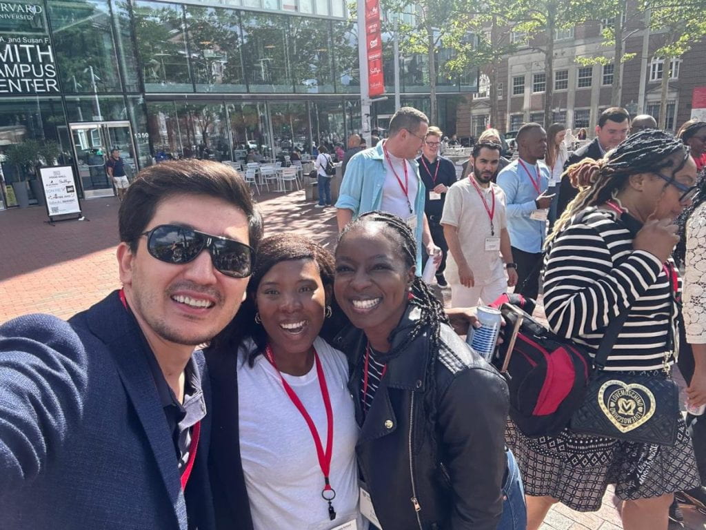 Yermurat, Lynette, Vuyiswa smiling on Harvard tour
